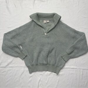 Joie Sage Green Quarter Zip Textured Knit Pullover Sweater Size L